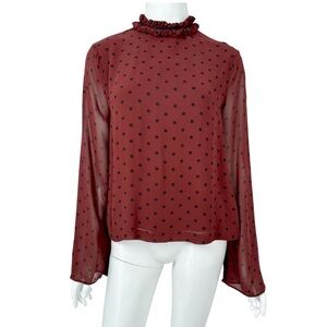 GANNI polka dots top wine red 36 Copenhagen scandi girl